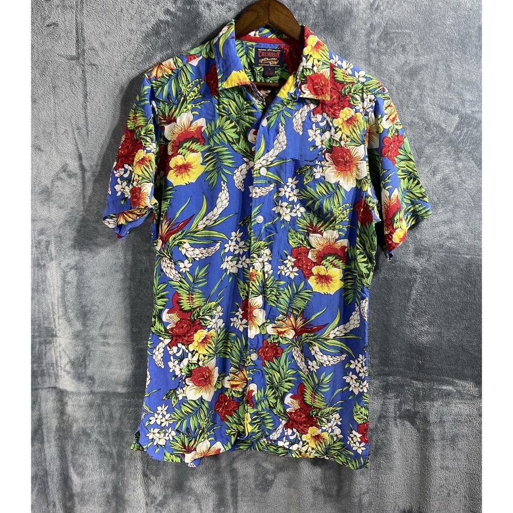 Daniel Cremieux Shirt Mens Medium Blue Floral All Over Print Button Up Tencel
